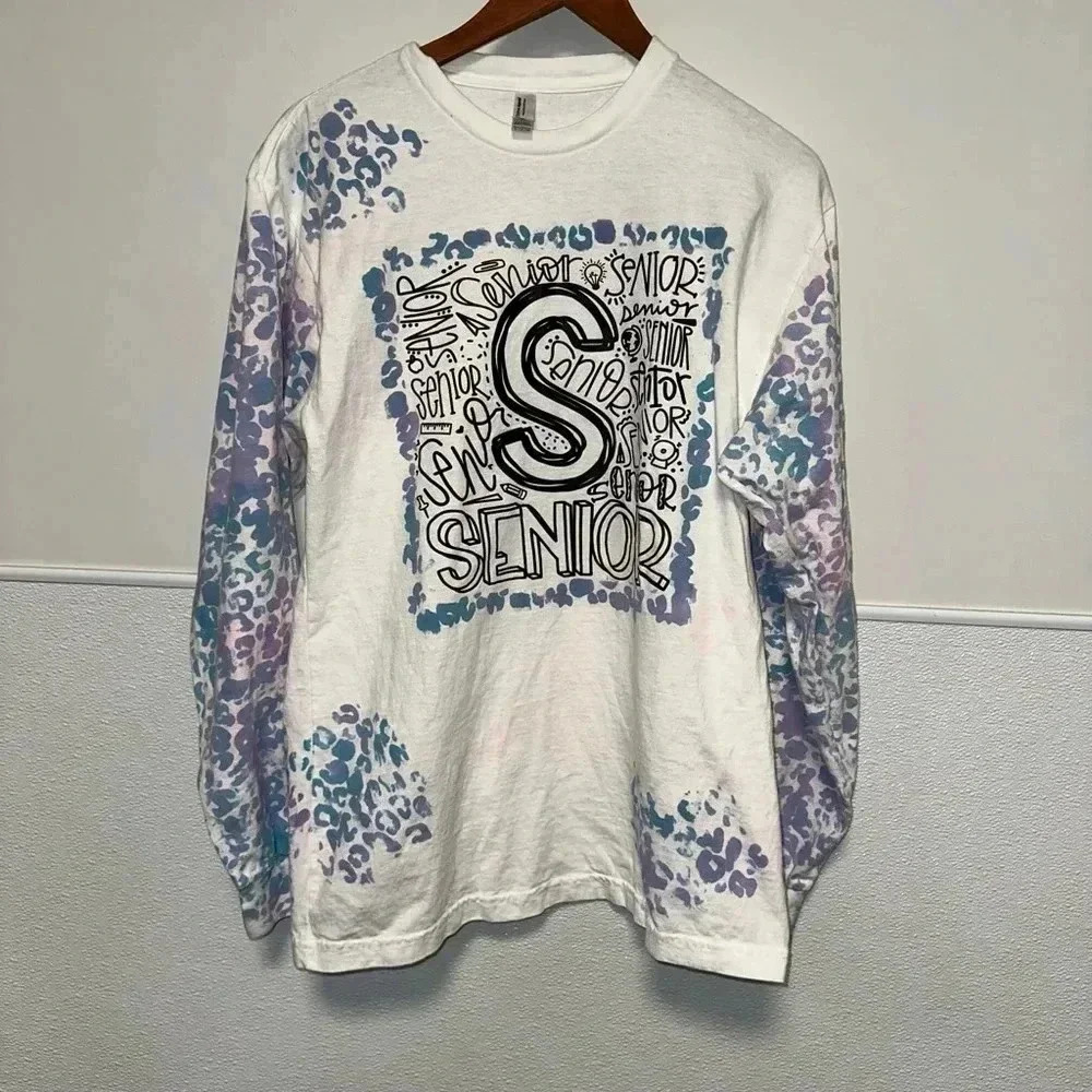 Women's American Apparel Long Sleeve Shirt, Size S, White and Purple SENIOR - Picture 8 of 8